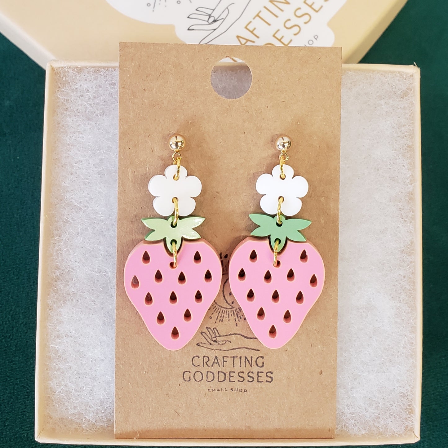 Acrylic Earrings - A Fruit Lovers Collection 'Strawberry' - Hypoallergenic Posts