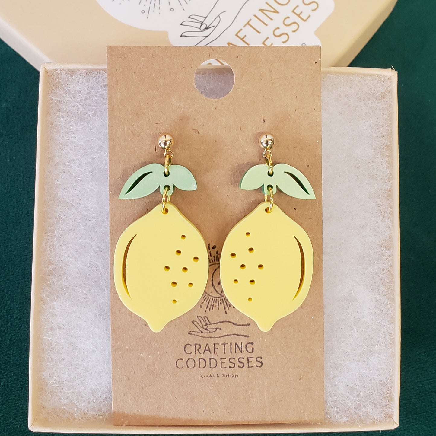 Acrylic Earrings - A Fruit Lovers Collection 'Lemon' - Hypoallergenic Posts
