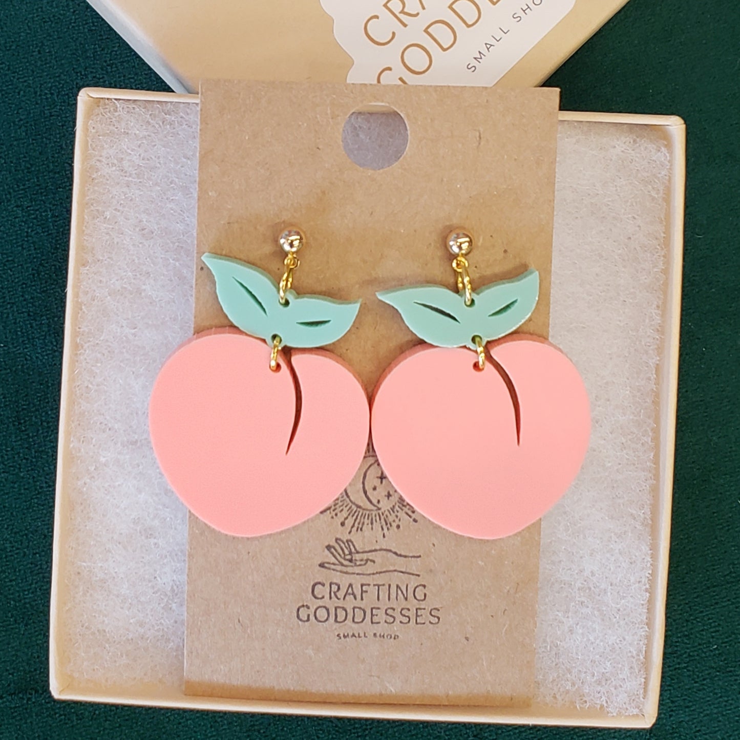 Acrylic Earrings - A Fruit Lovers Collection 'Peach' - Hypoallergenic Posts