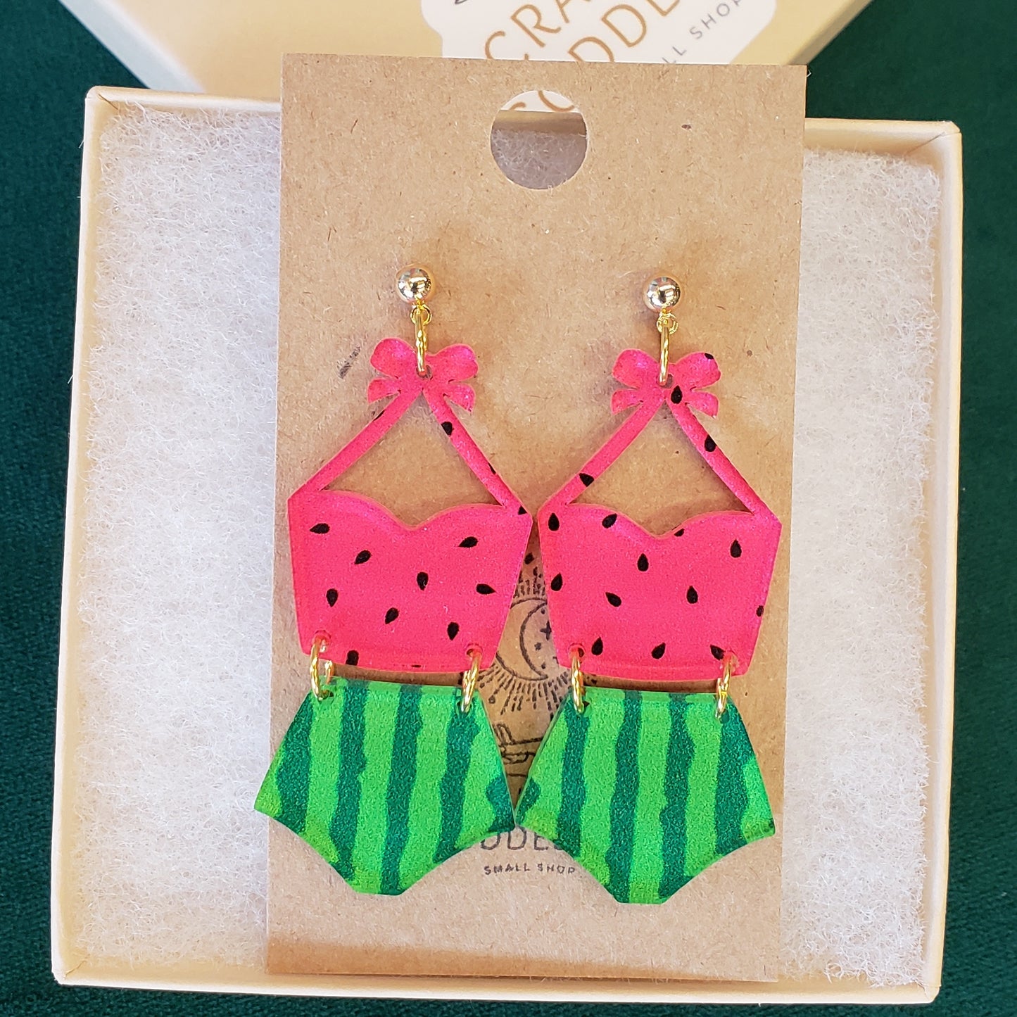 Acrylic Earrings - A Fruit Lovers Collection 'Watermelon' - Hypoallergenic Posts