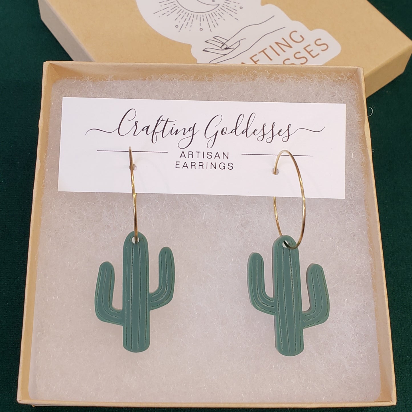 Acrylic Earrings - A Desert Collection Cactus Hypoallergenic Hoops