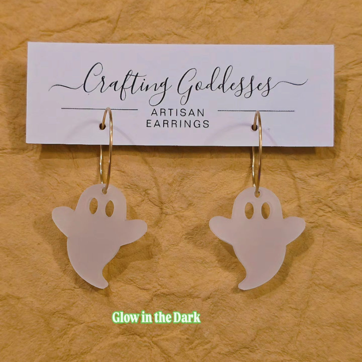 *Acrylic Earrings - *Fall/Halloween 'Autumn GLOW IN DARK Mini Ghost' - Hypoallergenic Hoops