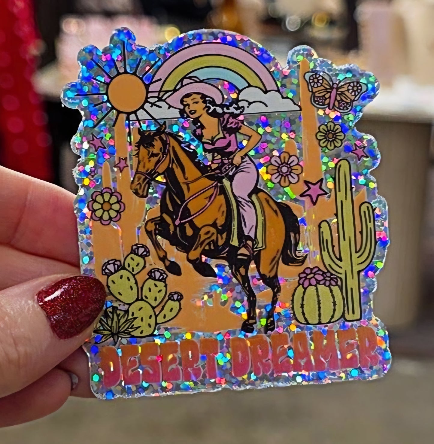 Sticker - Desert Dreamer Cowgirl Glitter Sparkle