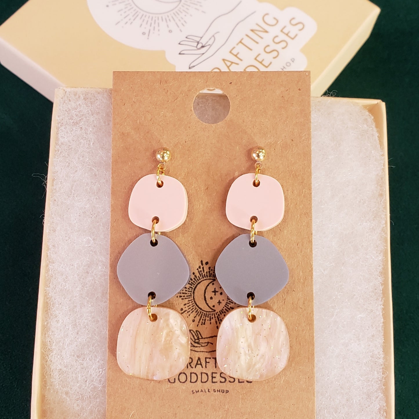 Acrylic Earrings - Ombre Trio Drops - Hypoallergenic Posts