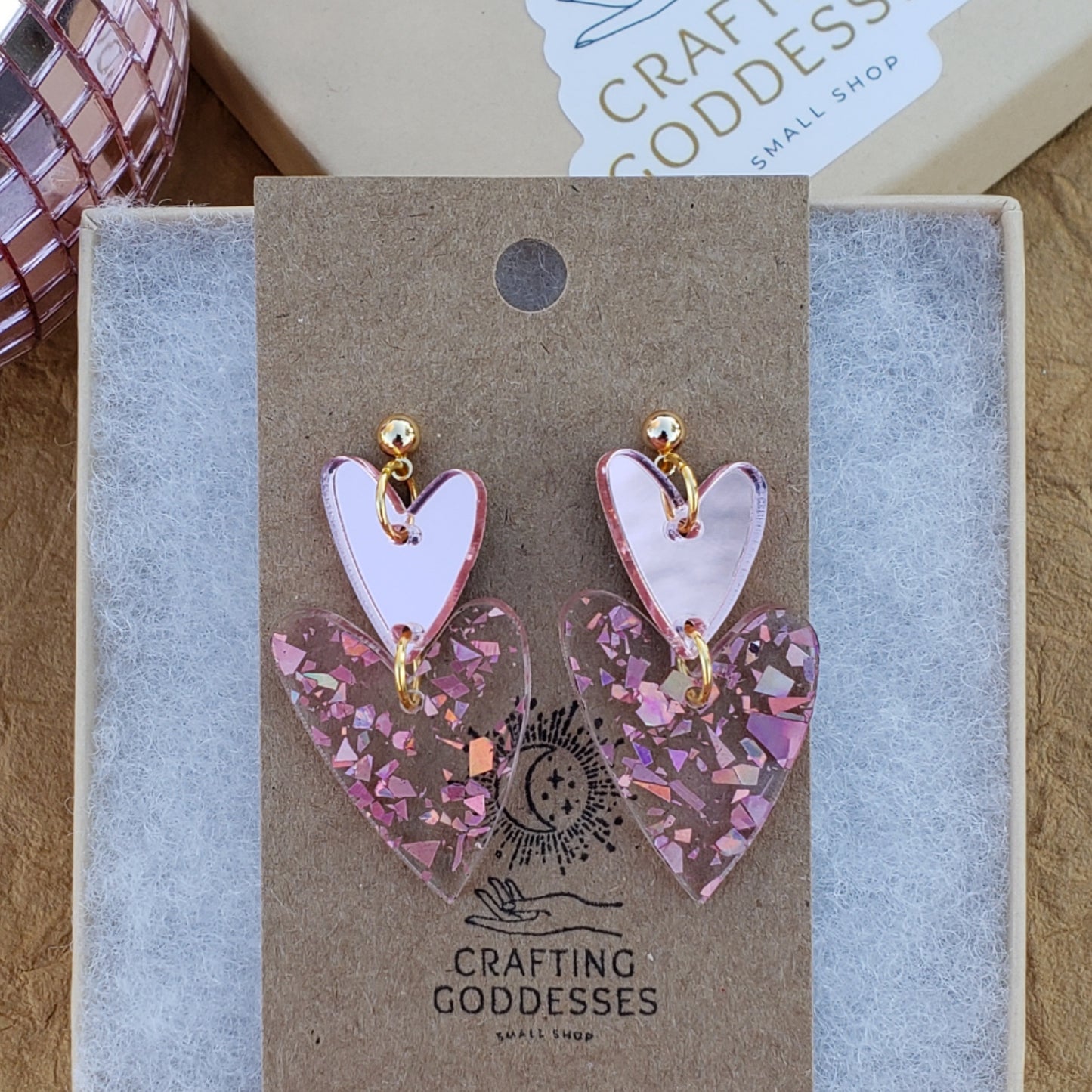 Acrylic Earrings - A Love to Remember 'Cupids Valentine Hearts' - Hypoallergenic Posts