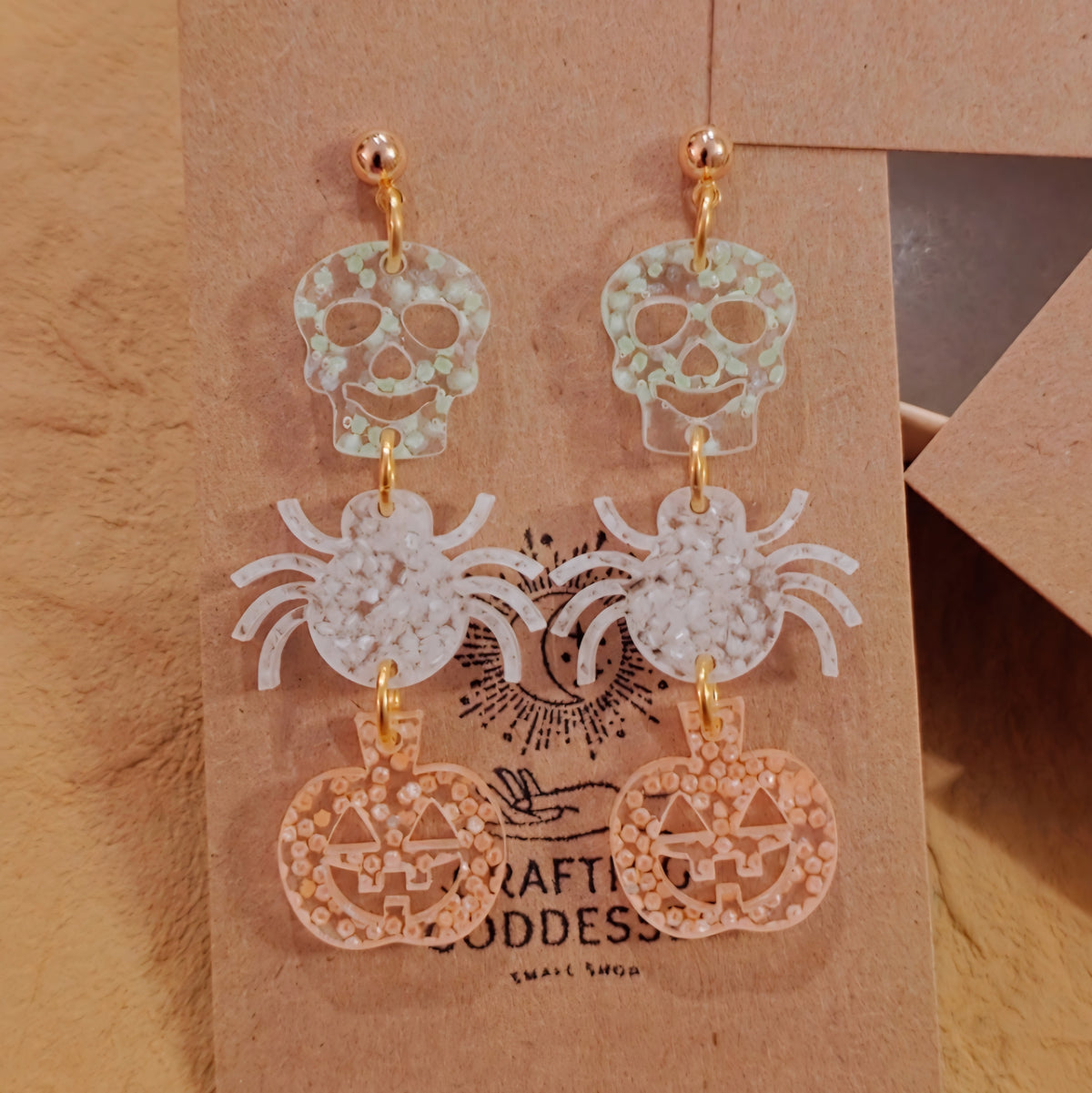 *Acrylic Earrings - *Fall/Halloween 'Autumn GLOW IN DARK Trio Spooky' - Hypoallergenic Posts
