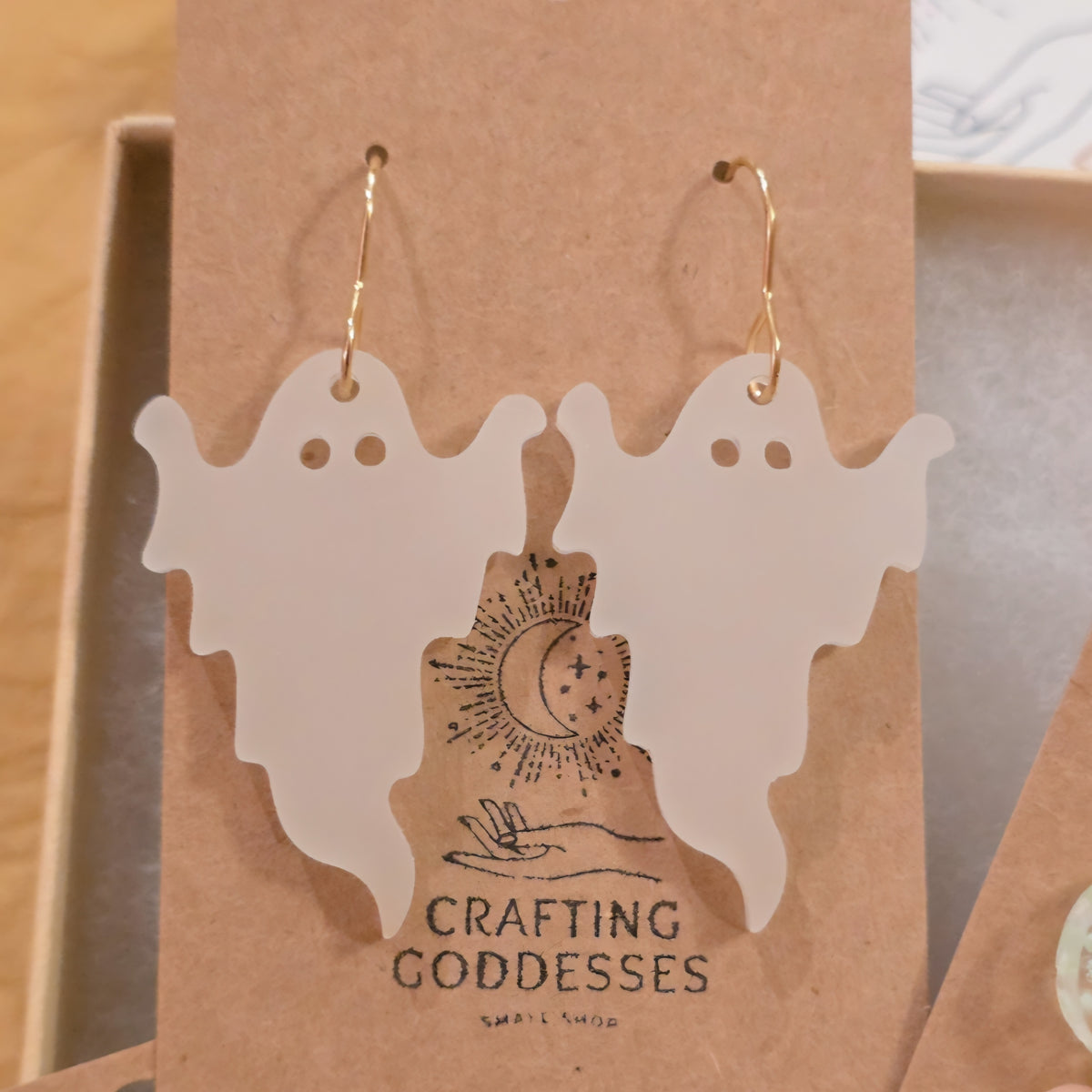 *Acrylic Earrings - *Fall/Halloween 'Autumn GLOW IN DARK Ghost' - Hypoallergenic French Hooks