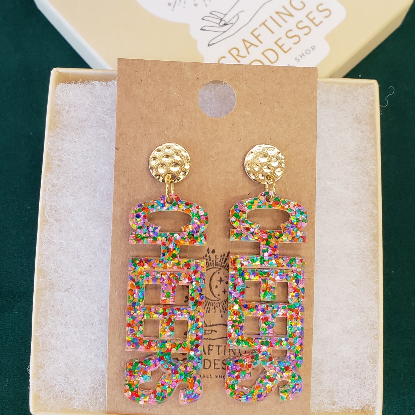 Acrylic Earrings - Celebration 'Cheers' - Hypoallergenic Posts
