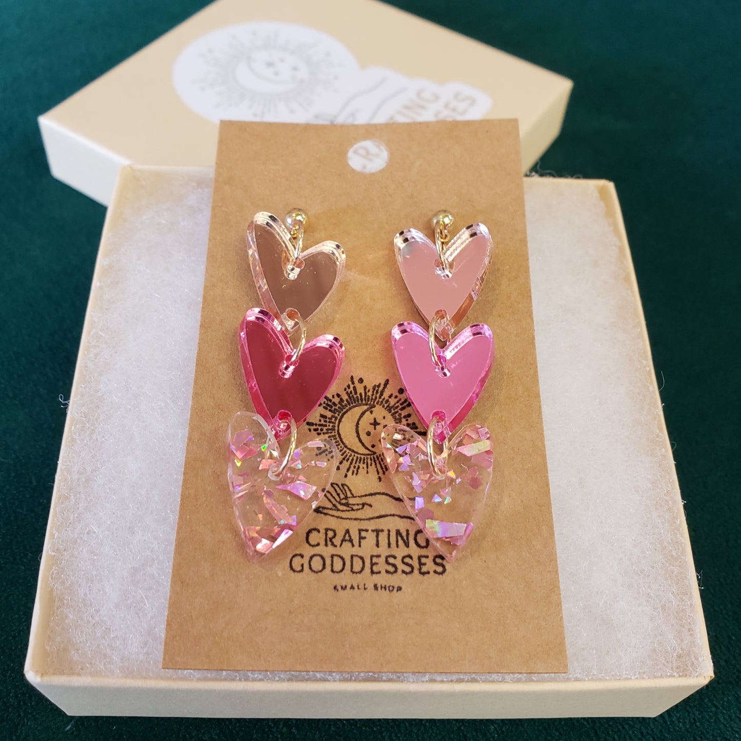 Acrylic Earrings - A Love to Remember 'Heart Drops' - Hypoallergenic Posts