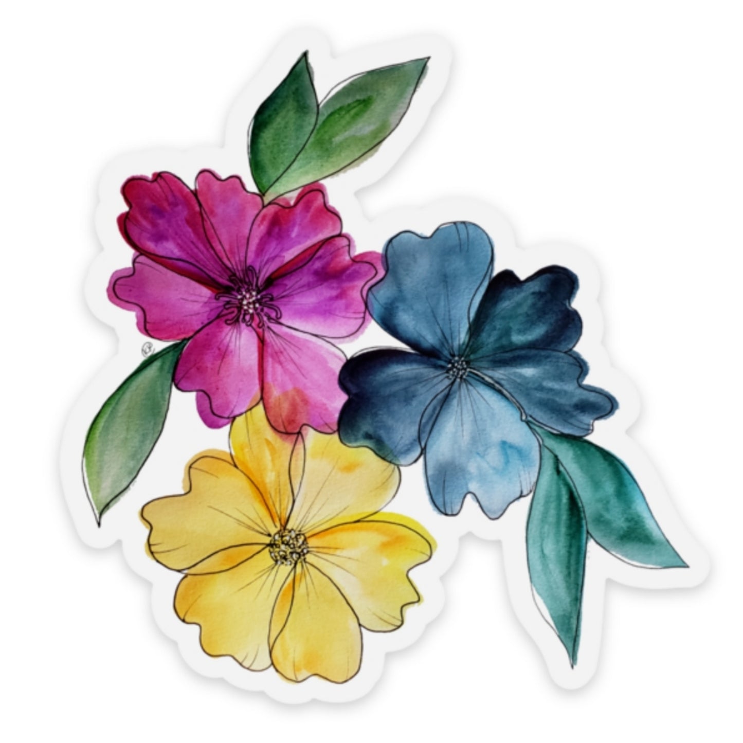 Sticker Exclusive - Floral w. Clear Background Original Watercolor Art