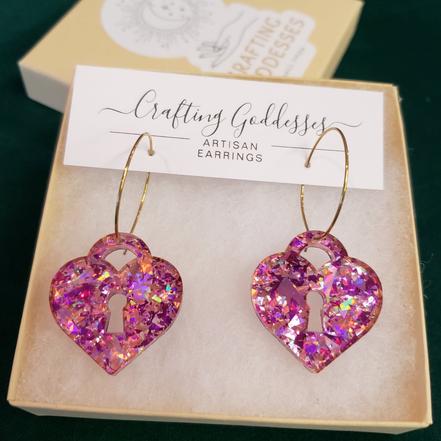 Acrylic Earrings - A Love to Remember 'Heart Lock' Hypoallergenic Hoops