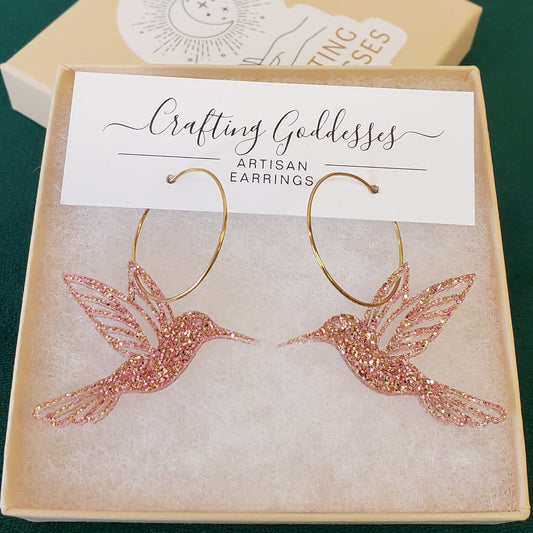 Acrylic Earrings - Animal Collection 'Hummingbird' Hypoallergenic Hoops