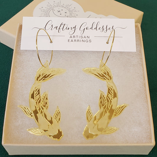 Acrylic Earrings - Animal Collection 'Koi Fish' Hypoallergenic Hoops