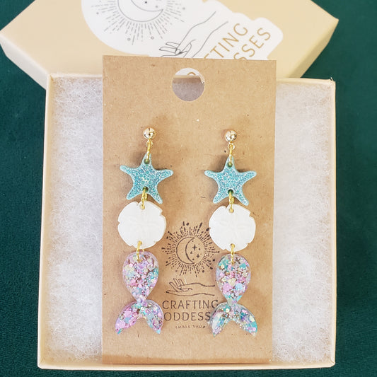 Acrylic Earrings - Beach Trio - Hypoallergenic Posts