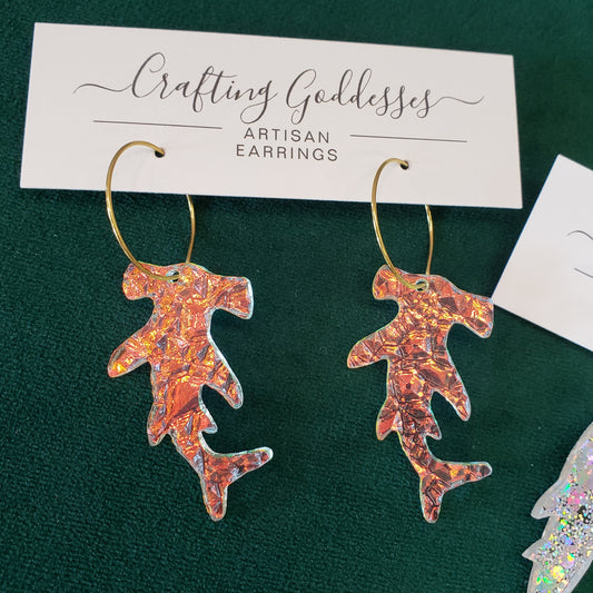 Acrylic Earrings - Animal Collection 'Shark Hammerhead' Hypoallergenic Hoops