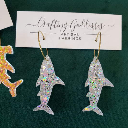 Acrylic Earrings - Animal Collection 'Shark' Hypoallergenic Hoops