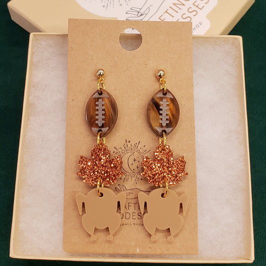Acrylic Earrings - Fall 'Autumn Thanksgiving' - Hypoallergenic Posts