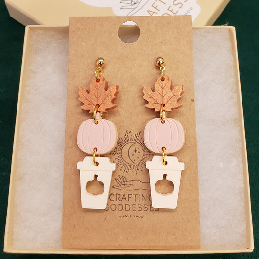 Acrylic Earrings - Fall 'Autumn PSL' - Hypoallergenic Posts