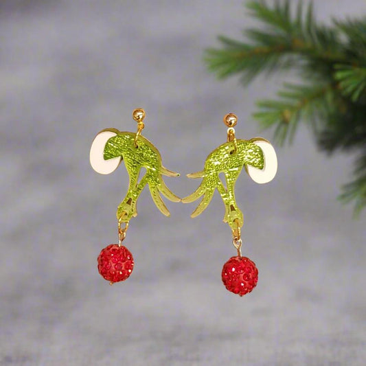 Acrylic Earrings - A Christmas Dream 'Christmas Classic Grinch' - Hypoallergenic Posts