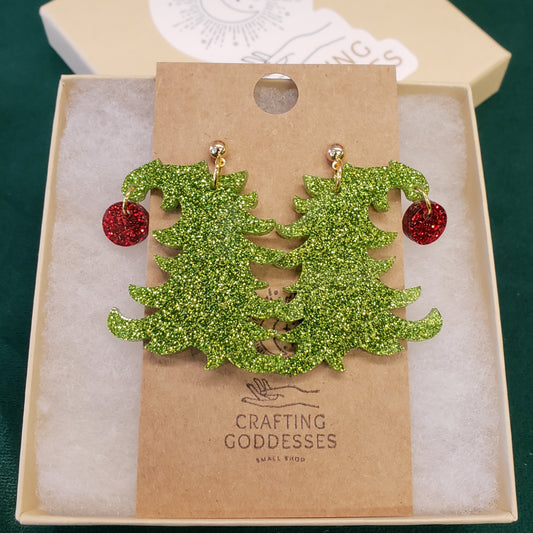 Acrylic Earrings - A Christmas Dream 'Christmas Classic Grinch Tree' - Hypoallergenic Posts