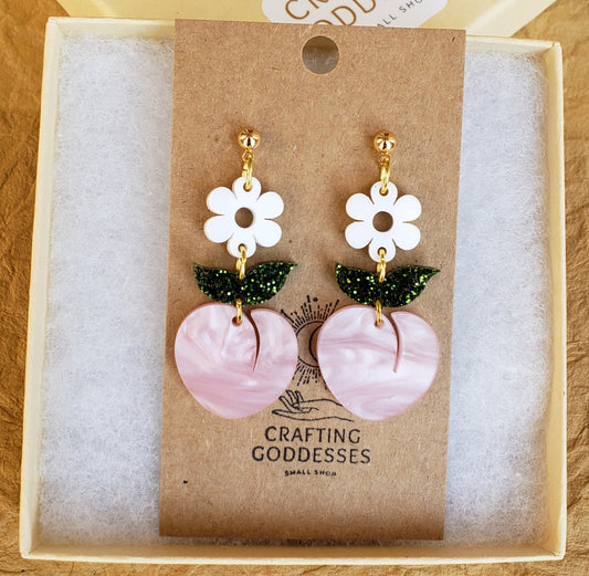 Acrylic Earrings - A Fruit Lovers Collection 2.0 'Peach' - Hypoallergenic Posts