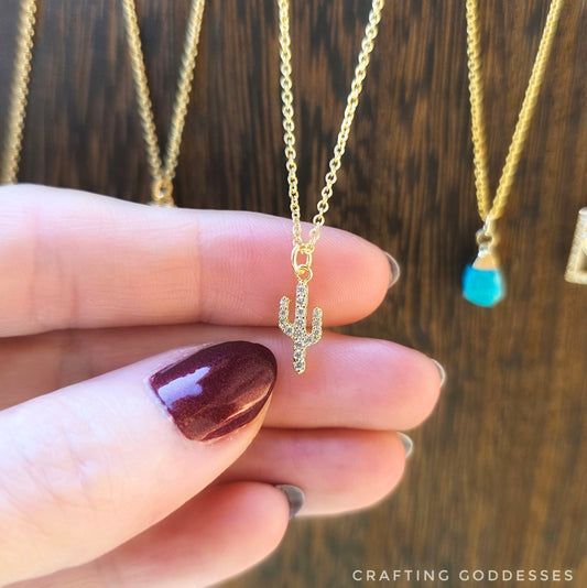 Gold Collection - 14K Gold Plated Mini Cactus Necklace