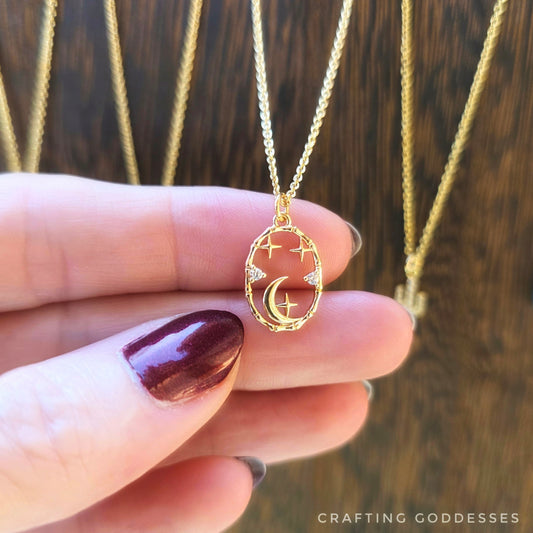 Gold Collection - 14K Gold Plated Midnight Moon Necklace