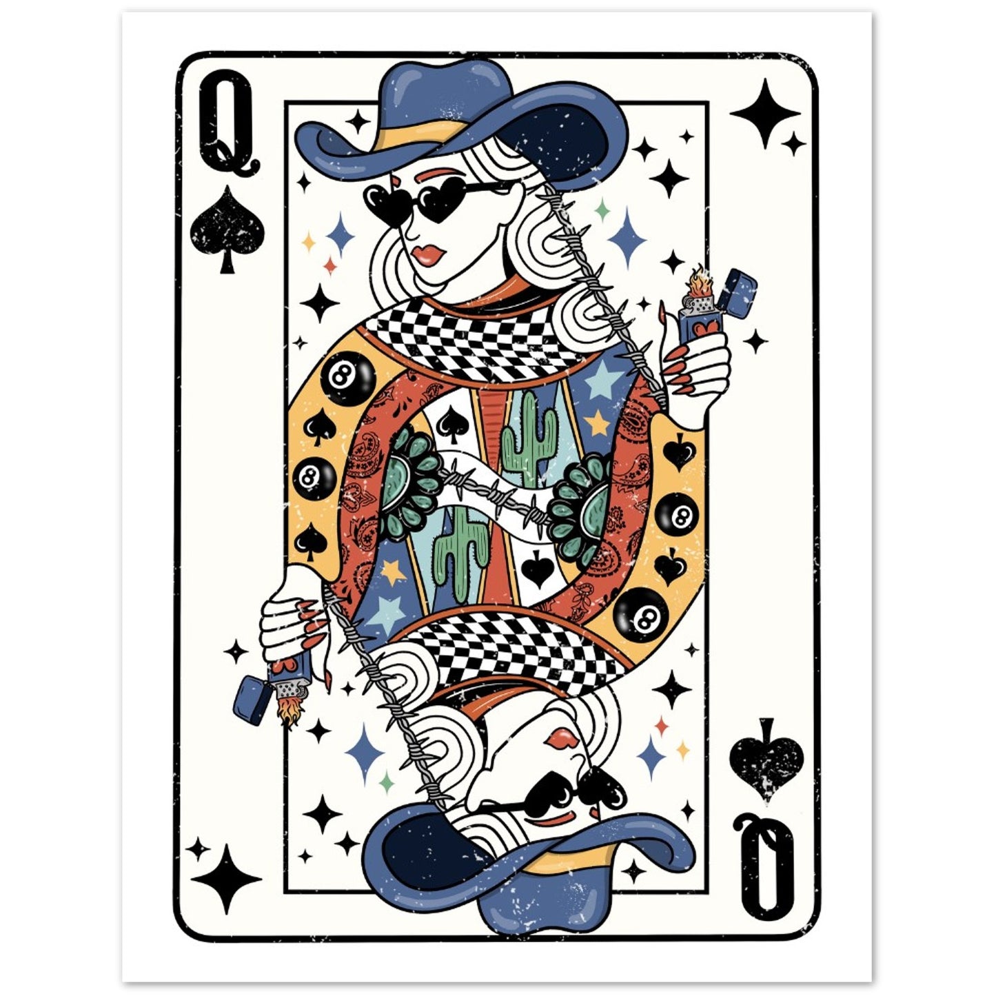 Greeting Card - Cowgirl Queen of Spades - Blank Inside