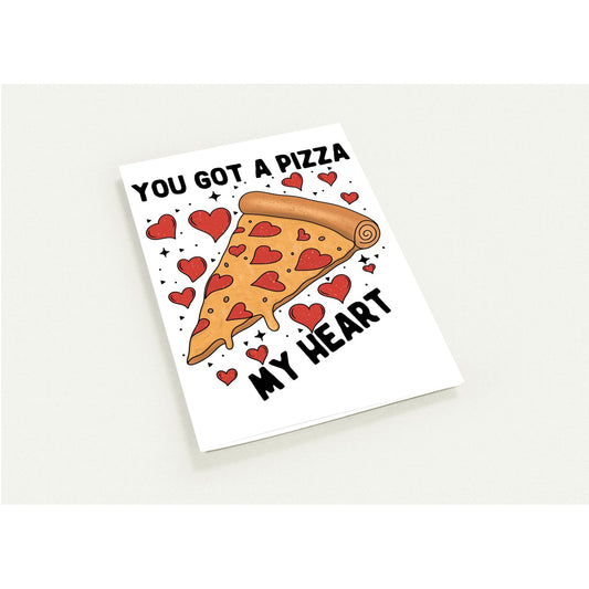 Greeting Card - Love Humor Pizza My Heart - Blank Inside