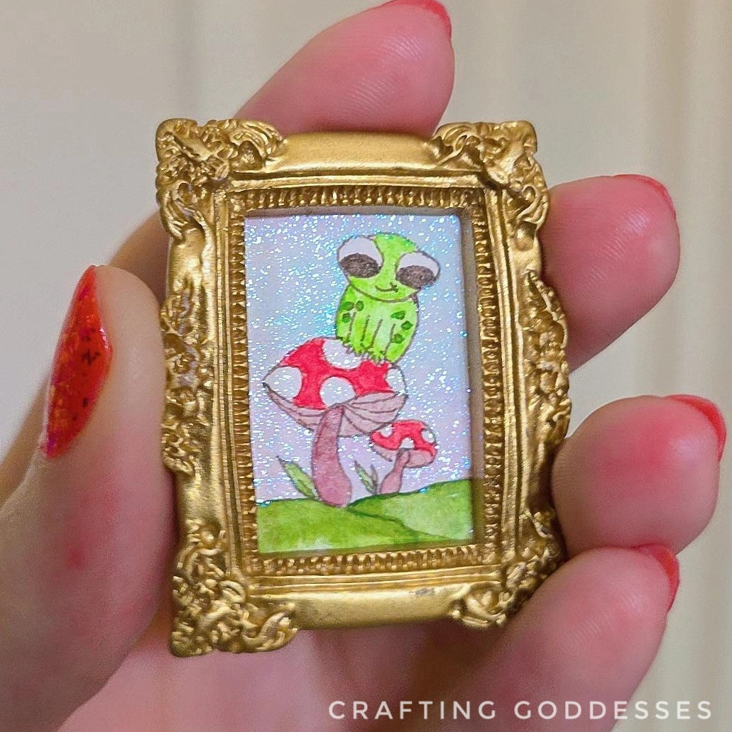 *ONE-OF-A-KIND Original Mini Watercolor Artwork - Magnet - Baby Ribbit