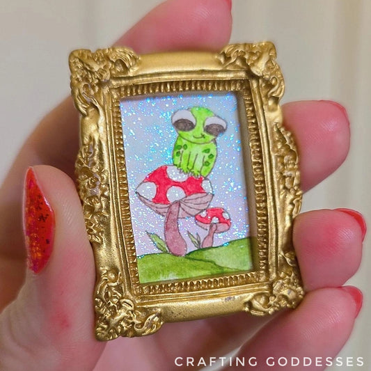 *ONE-OF-A-KIND Original Mini Watercolor Artwork - Magnet - Baby Ribbit