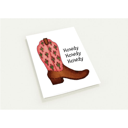 Greeting Card Exclusive - Cowgirl Boot Howdy Original Artwork - Blank Inside