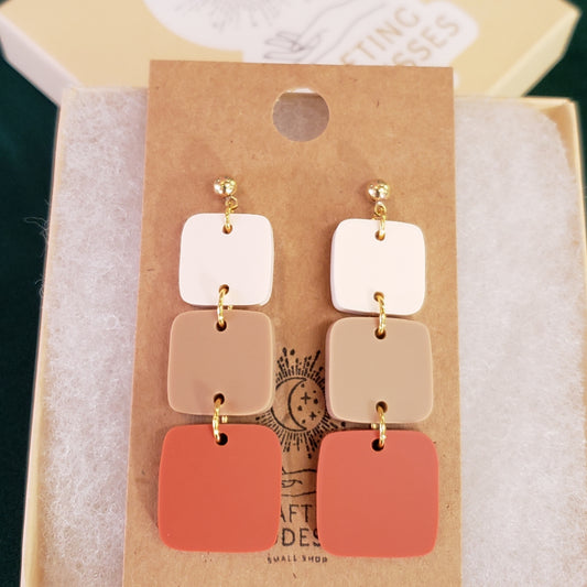 Acrylic Earrings - Ombre Trio Drops - Hypoallergenic Posts