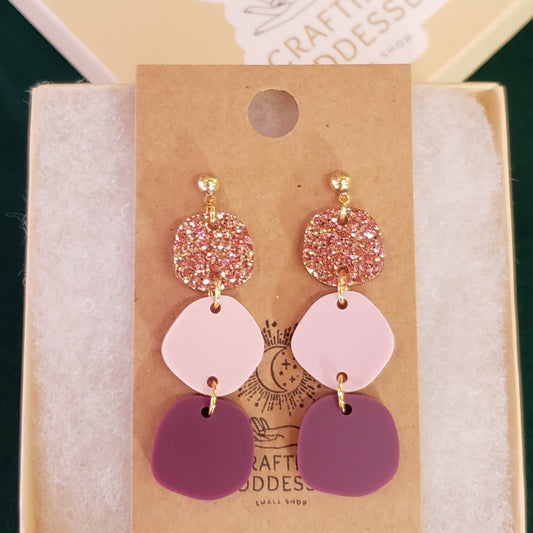 Acrylic Earrings - Ombre Trio Drops - Hypoallergenic Posts