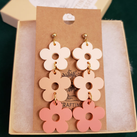 Acrylic Earrings - Boho Daisy Trio - Hypoallergenic Posts