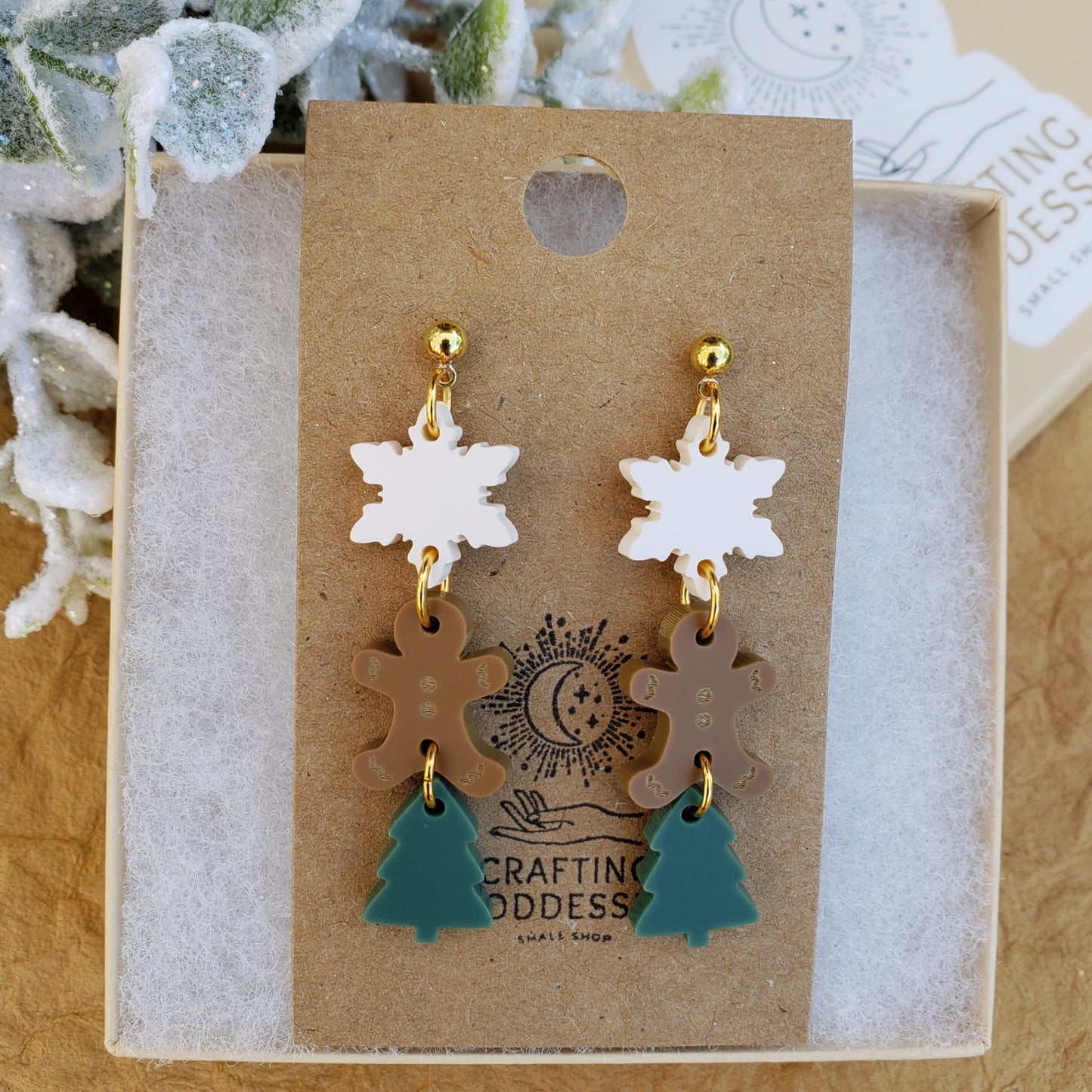 Acrylic Earrings - Christmas Dream 'Vintage Charm Trio' - Hypoallergenic Posts