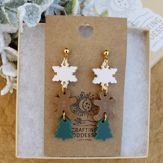 Acrylic Earrings - A Christmas Dream 'Vintage Charm Trio' - Hypoallergenic Posts