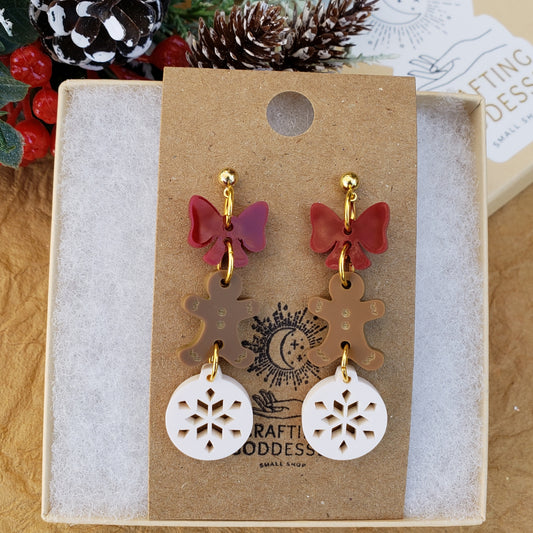 Acrylic Earrings - A Christmas Dream 'Vintage Charm Trio' - Hypoallergenic Posts