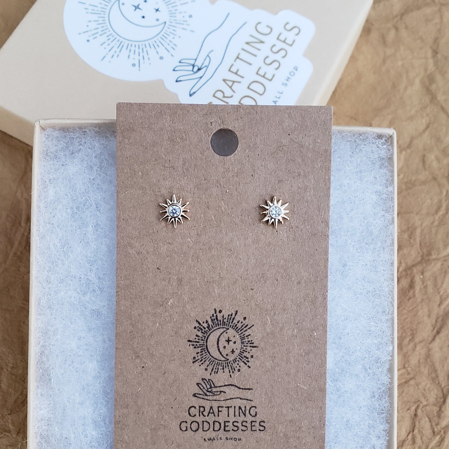 Gold Collection - 18K Gold Tiny Sunburst Earrings
