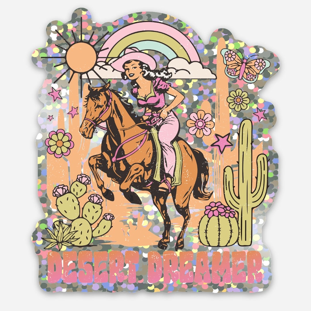 Sticker - Desert Dreamer Cowgirl Glitter Sparkle