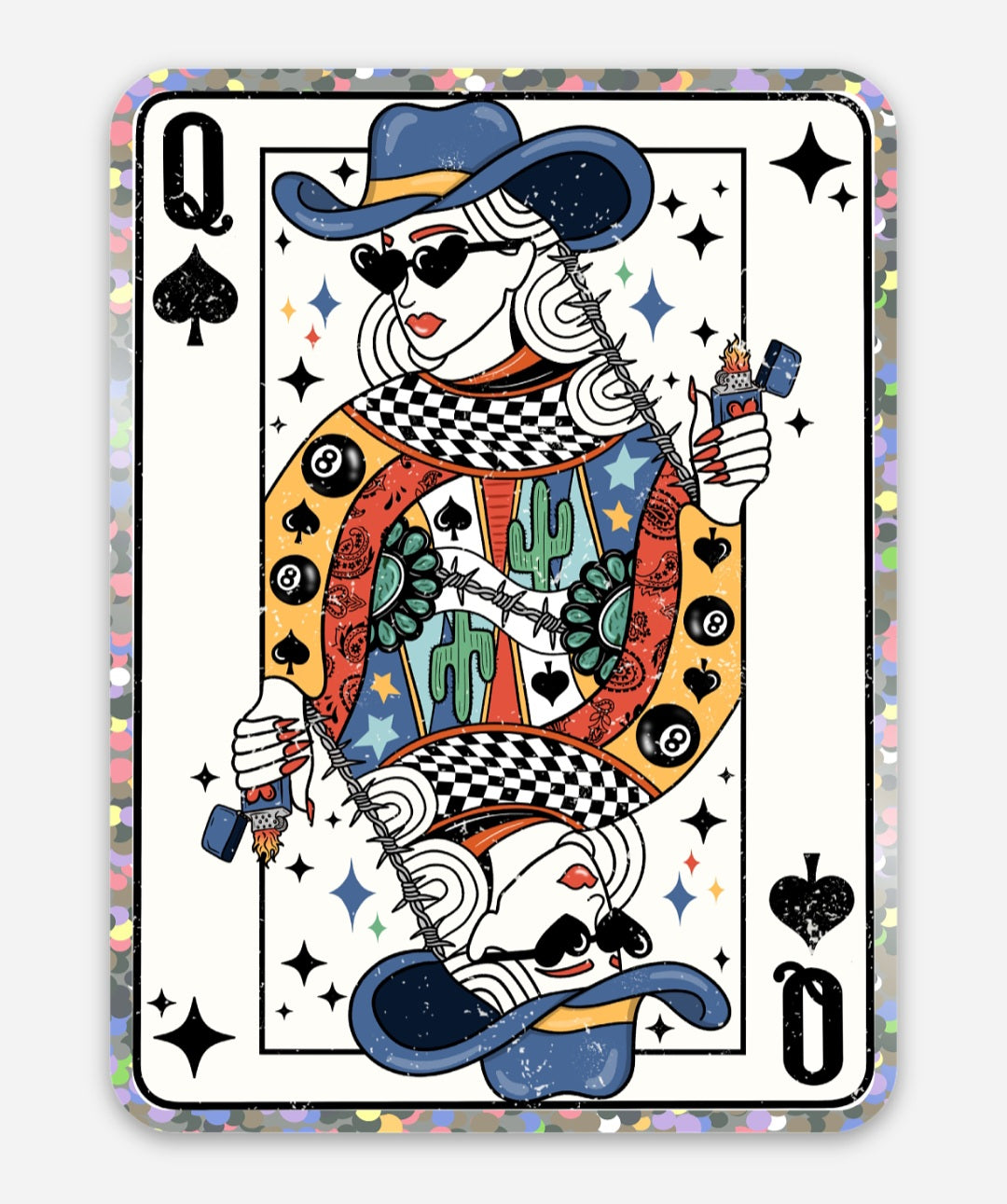 Sticker - Cowgirl Queen of Spades Glitter Sparkle
