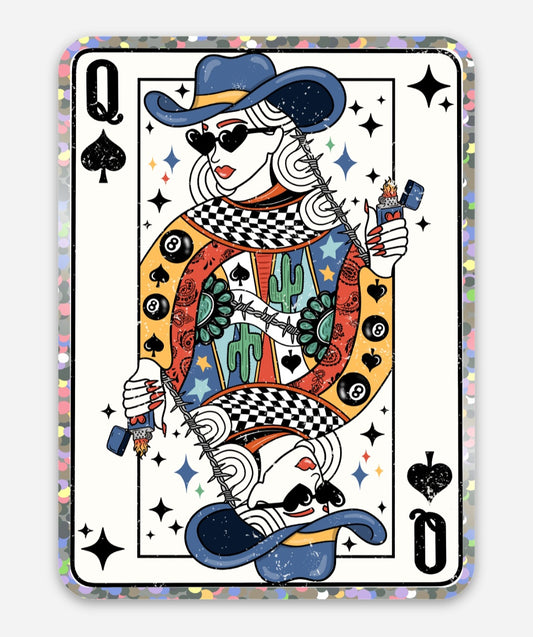 Sticker - Cowgirl Queen of Spades Glitter Sparkle