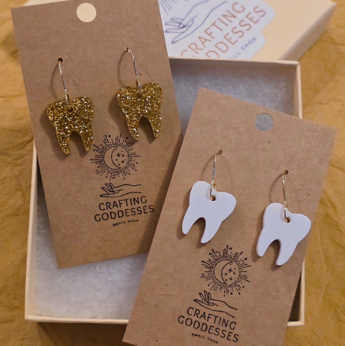 *Acrylic Earrings - *Fall/Halloween 'Autumn Tooth' - Hypoallergenic French Hooks