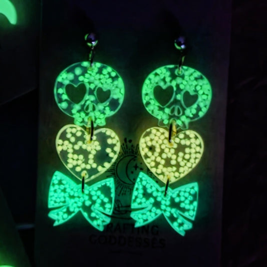 *Acrylic Earrings - *Fall/Halloween 'Autumn GLOW IN DARK Trio' - Hypoallergenic Posts