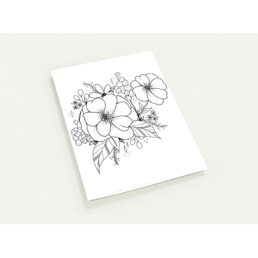 Greeting Card Exclusive - Botanical Line Drawing Original Artwork - Blank Inside