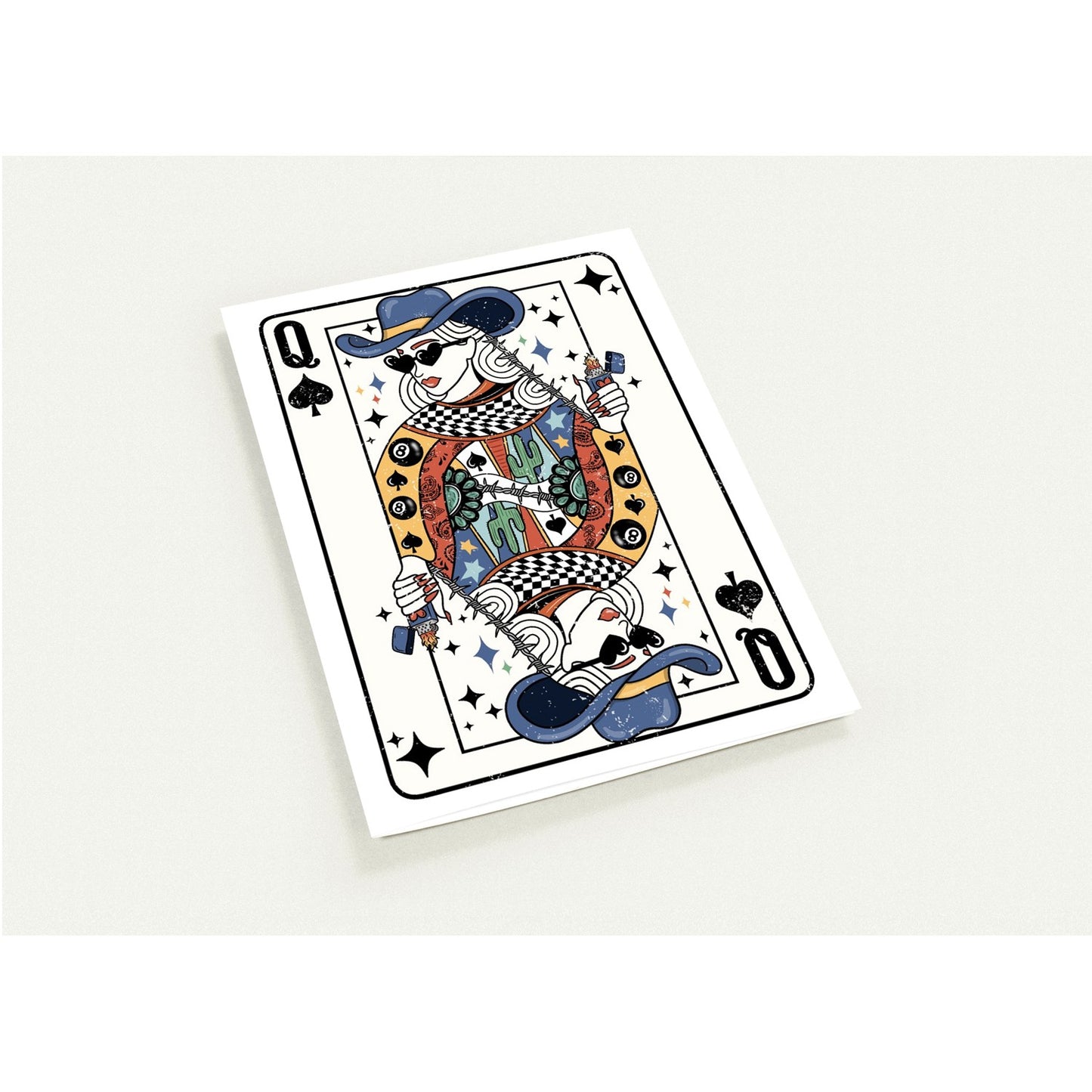 Greeting Card - Cowgirl Queen of Spades - Blank Inside