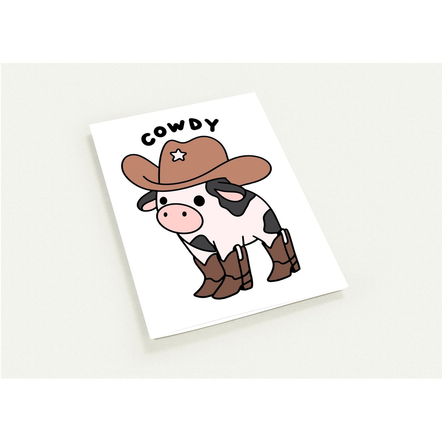Greeting Card - Humor Cowdy Cowboy Cow - Blank Inside