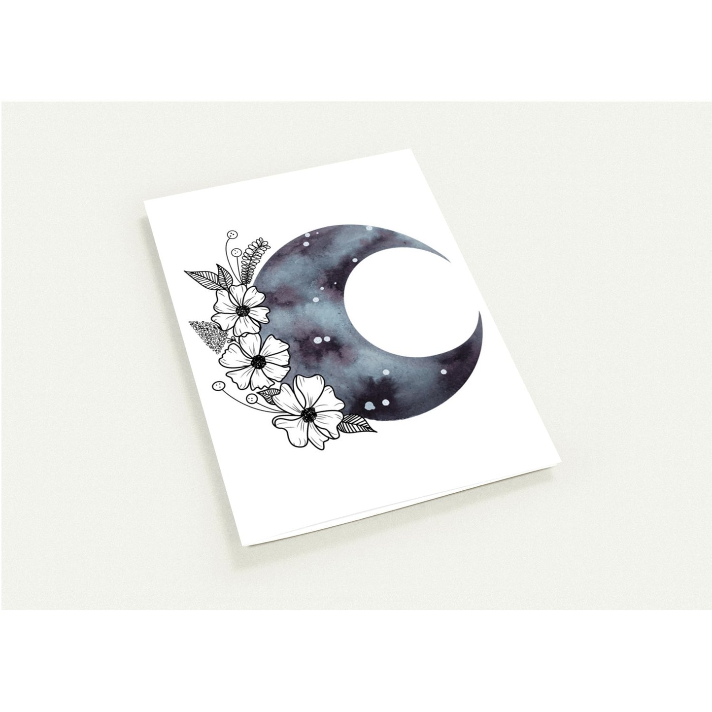 Greeting Card Exclusive - Botanical Moon Watercolor Original - Blank Inside