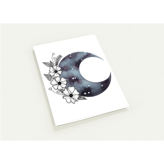 Greeting Card Exclusive - Botanical Moon Watercolor Original - Blank Inside
