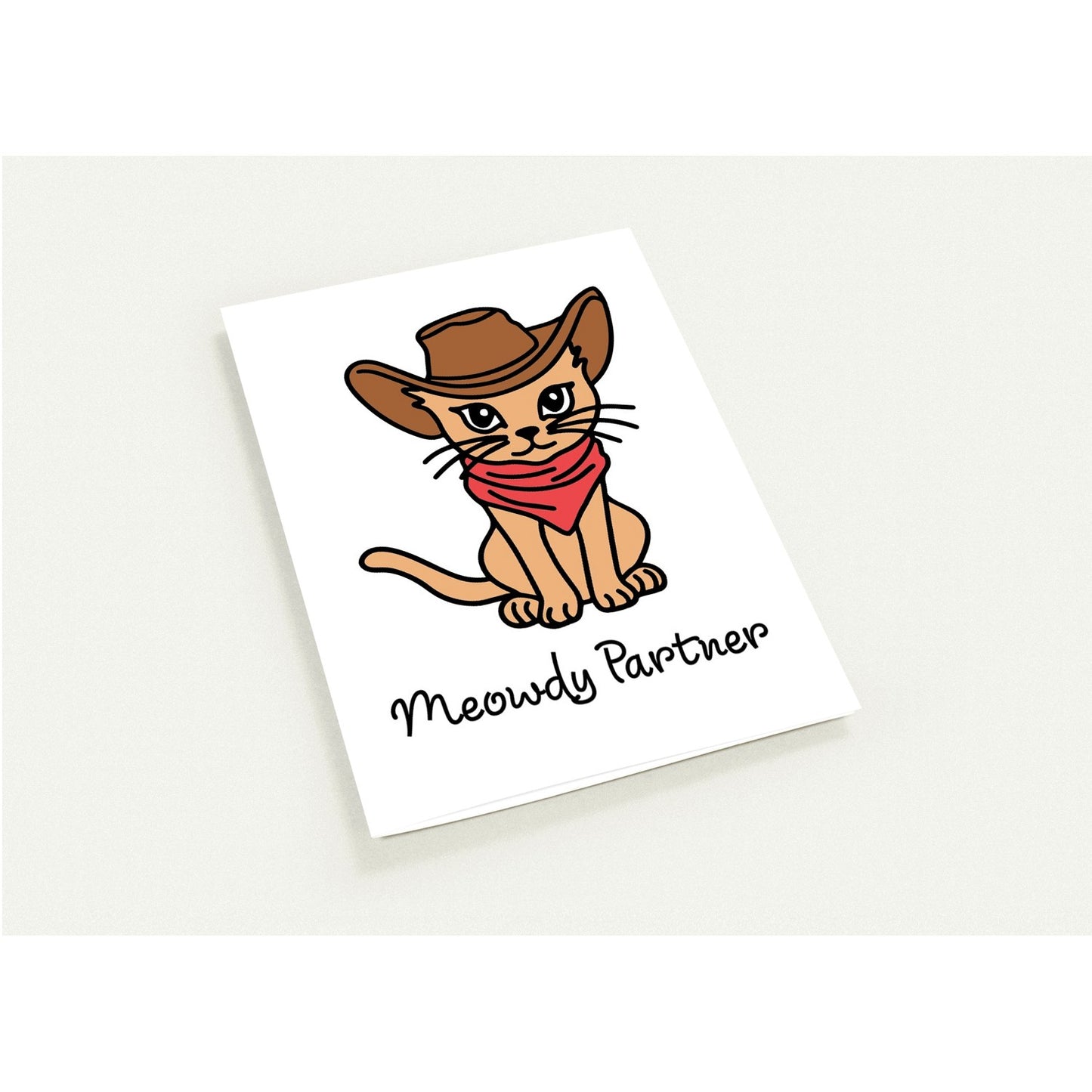 Greeting Card - Humor Meowdy Partner Cowboy Cat - Blank Inside
